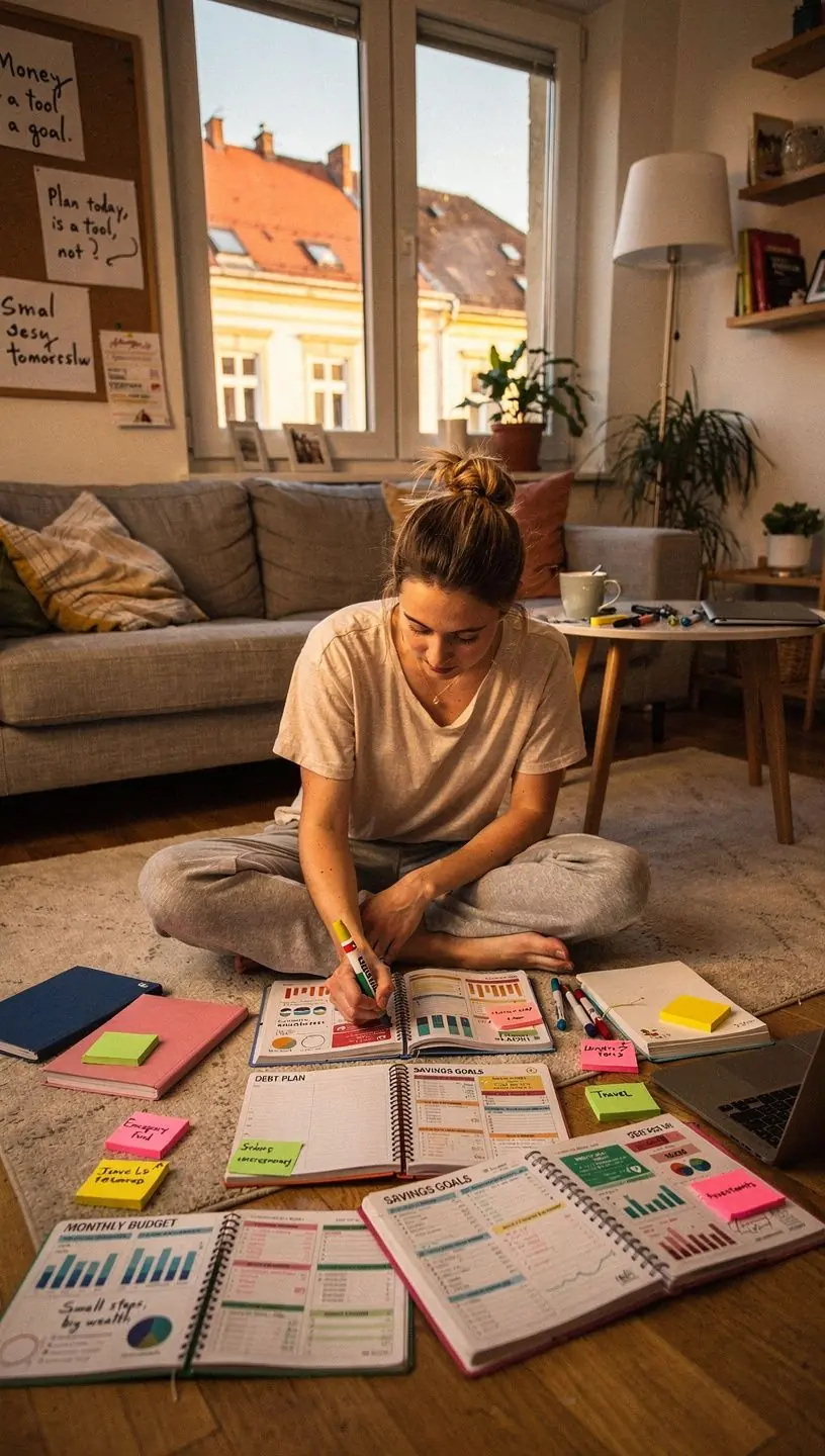 Okostelefon képernyőjén megjelenő pénzügyi tervező alkalmazás felülete.